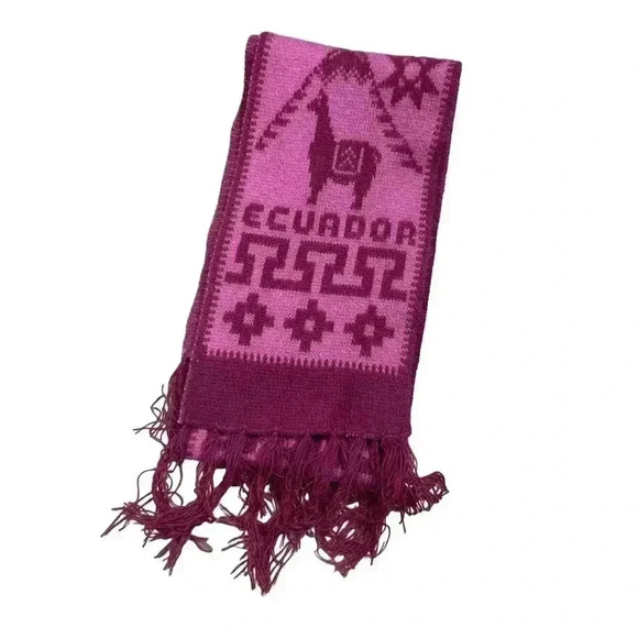 Alpaca Scarf Ecuador Mountain Sun Alpaca Scene - Picture 2 of 2